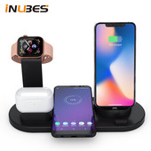 Încărcător fără fir Qi 4 în 1 pentru stație de andocare de încărcare iPhone pentru Apple Watch Airpods Încărcător Micro USB tip C Stand Încărcare rapidă