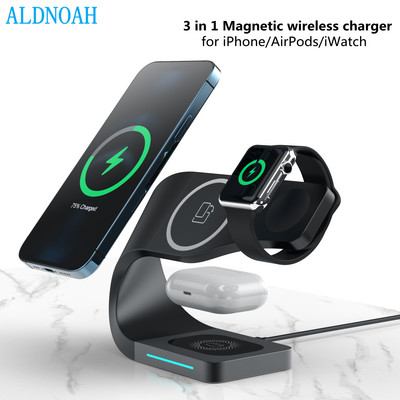 Bezdrôtová nabíjačka ALDNOAH 4 v 1 pre iPhone 12 11 XS XR X 8 telefóny 15W rýchle nabíjanie pre Apple Watch AirPods Pro