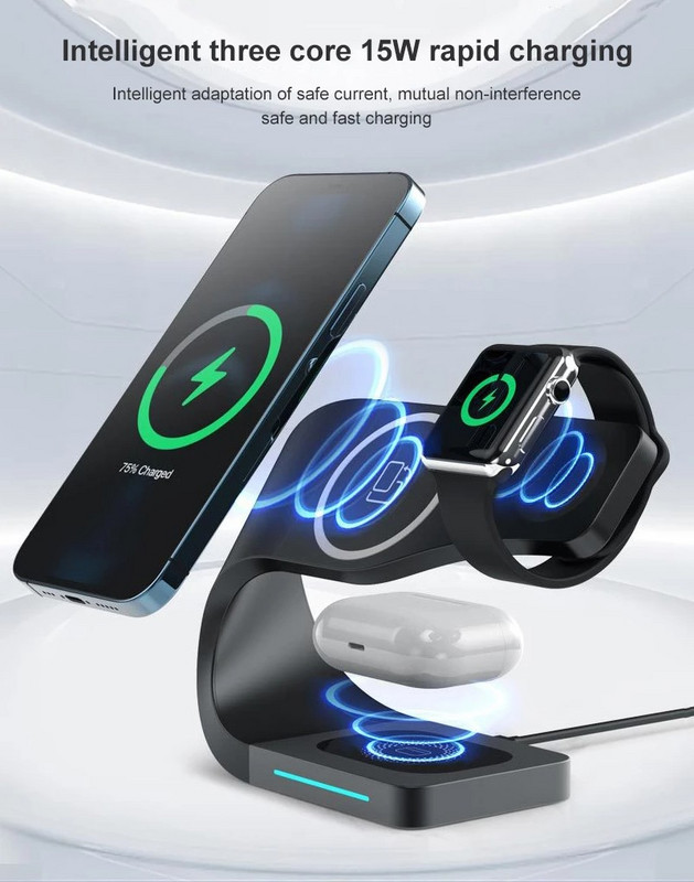 ALDNOAH 4 u 1 bežični punjač Dock Station za iPhone 12 11 XS XR X 8 telefone 15W brzo punjenje za Apple Watch AirPods Pro