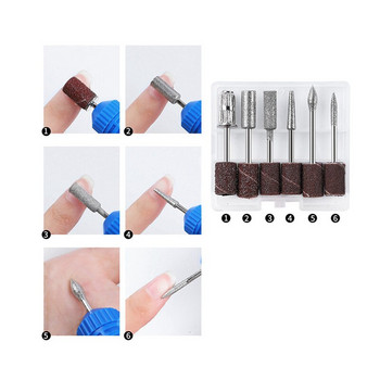 White Electric Nail Drills Kit Remove Polisher Manicure Pedicure 6 τεμ.