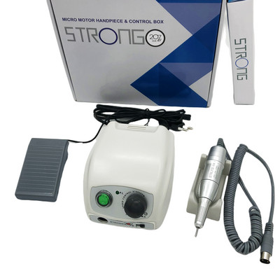STRONG 207B ezüst 65w-os vezérlődoboz 35000rpm 120II fogantyús elektromos körömfúró lakkozó gép manikűr körömfúró készlet