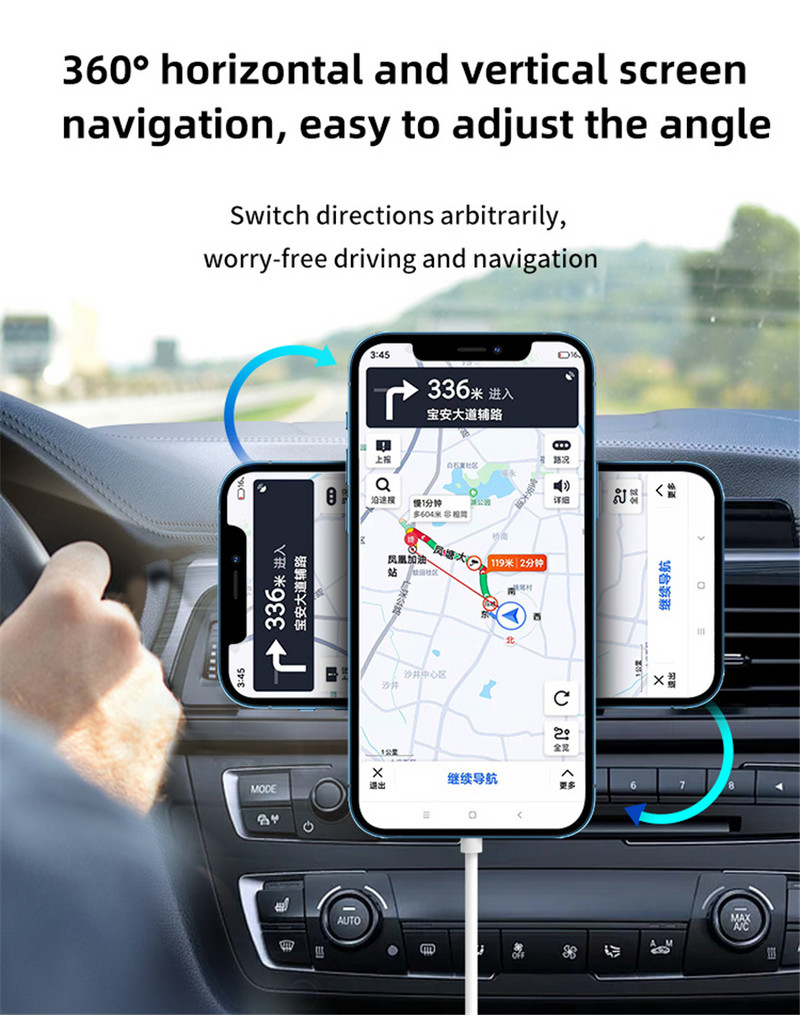 65W auto magnetski bežični punjač ventilacijski otvor držač telefona za iphone 12 13 14 Mini Pro Max auto punjači stanica za brzo punjenje