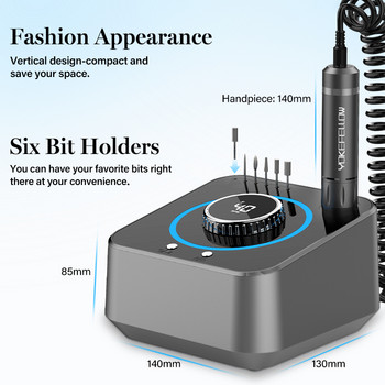 40000RPM Electric Nail Machine Profession Nail File Kit χαμηλών κραδασμών με λειτουργία μνήμης για ακρυλικό γυάλισμα νυχιών