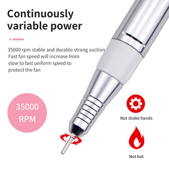 80W 2-IN-1 Nail Drill & Nail Dust Collector Manicure With Power Fan Mill Cutter Machine For Manicure Nail Pedicure File