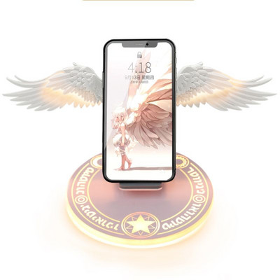 Universāls LED Qi bezvadu uzlādes dokstacijas 10 W Angel Wing ātrs bezvadu lādētājs mobilajam tālrunim Pro X XR 8 Plus mobilajam tālrunim X6HA