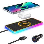 15 W auto juhtmevaba laadija matt RGB 7 tuled, libisemiskindel alus iPhone 14 13 12 Pro Max jaoks Samsungi auto kiirlaadimise telefonilaadijad