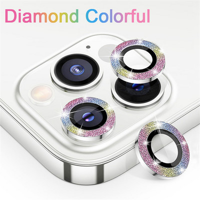 IPhone 14 Pro Max Glass Diamond Glitter Metal Camera Protector for IPhone 14 Pro Max Back Lens Camera Protector Glass
