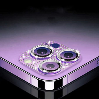 Bling Glitter Diamond Camera Protector за iPhone 14 13 12 11 Pro Max Mini 14 Plus Закалено стъкло, метален обектив на камерата Калъф