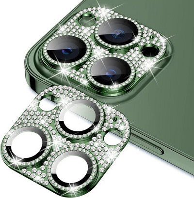Bling Glitter Diamond kaamerakaitse iPhone 14 13 12 11 Pro Max Mini 14 Plus karastatud klaasist metallist kaamera objektiivi korpuse kate