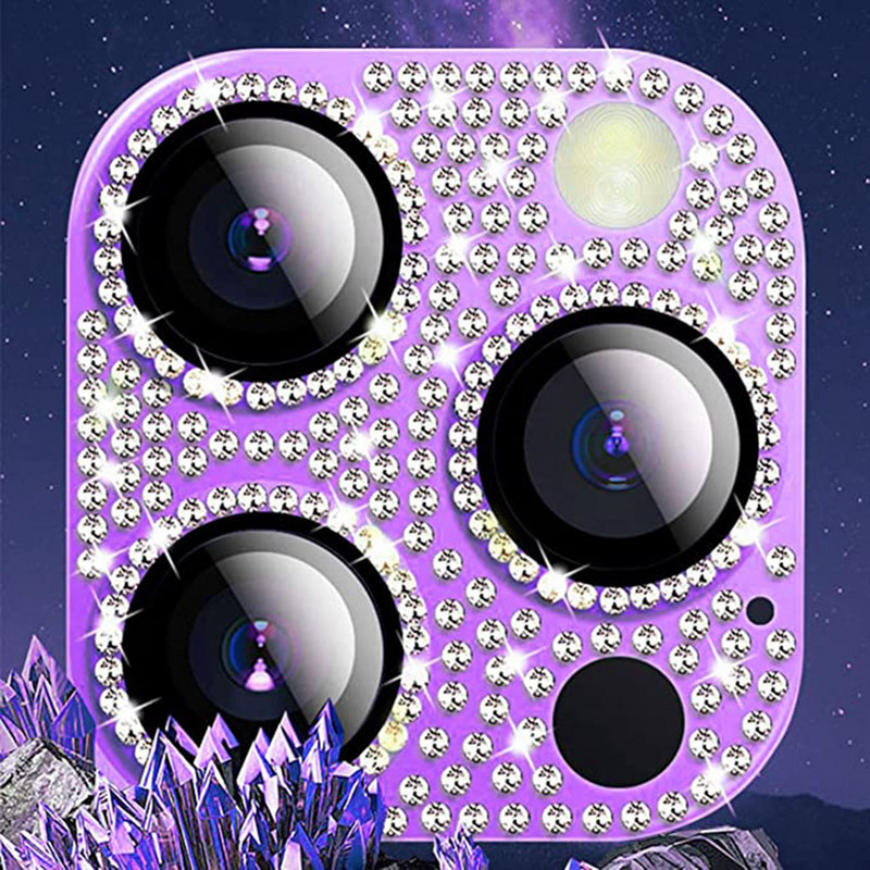 Bling Glitter Diamond kaamerakaitse iPhone 14 13 12 11 Pro Max Mini 14 Plus karastatud klaasist metallist kaamera objektiivi korpuse kate