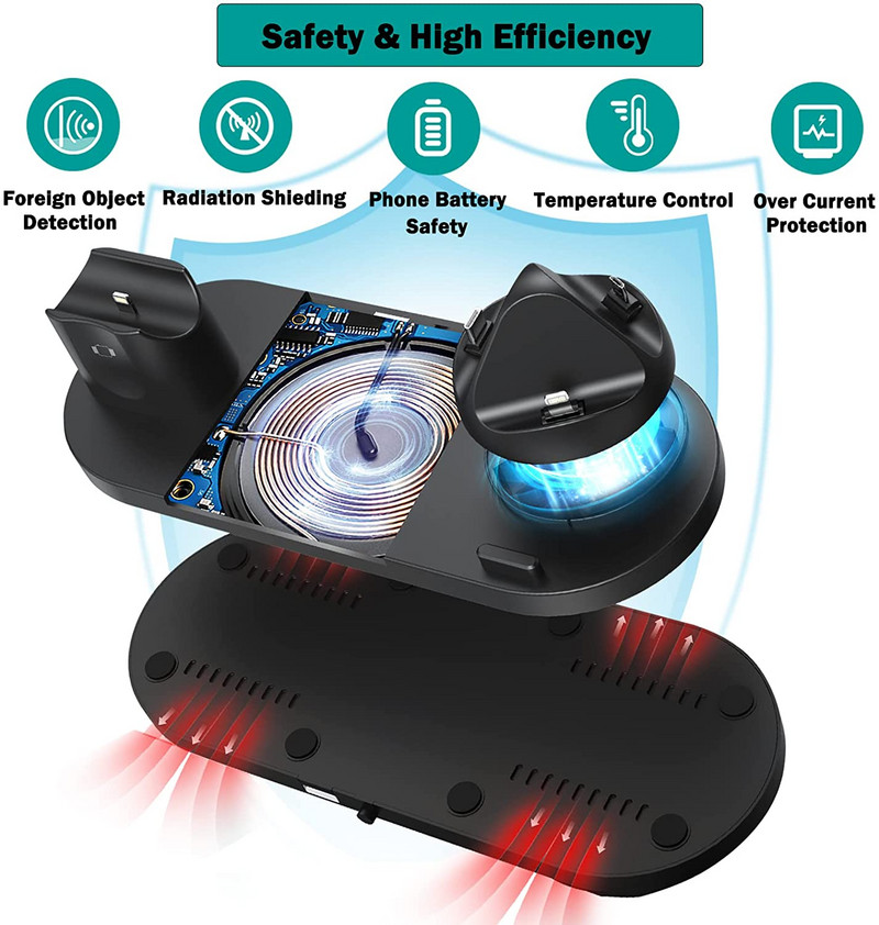 8 u 1 bežični punjač Stanica za brzo punjenje za iPhone 13/14/12 Pro Max/11 Series/XS Max, iWatch 8/7/6/SE/6/5/3, AirPods Pro