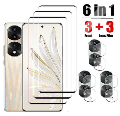 Για Honor 70 Pro Plus Tempered Glass 6 in1 Camera Lens Cristal templado Screen Protector For Honor 70 Pro Plus Protective Glass