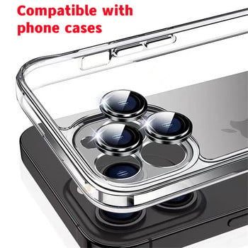 Προστατευτικό γυαλί με μεταλλικό δακτύλιο φακού για iPhone 11 12 13 14 Pro Max Diamond Glitter Camera Protection στο iPhone 12 13 11 14 Pro Max