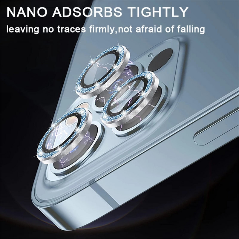 Objektyvo metalinis žiedo apsauginis stiklas, skirtas iPhone 11 12 13 14 Pro Max Diamond Glitter fotoaparato apsauga iPhone 12 13 11 14 Pro Max