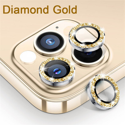 IPhone 14 13 12 11 Pro Max Diamond Glitter Metal Camera Protector for IPhone 14 Max 12 13 Mini Lnes kameras aizsargstikls
