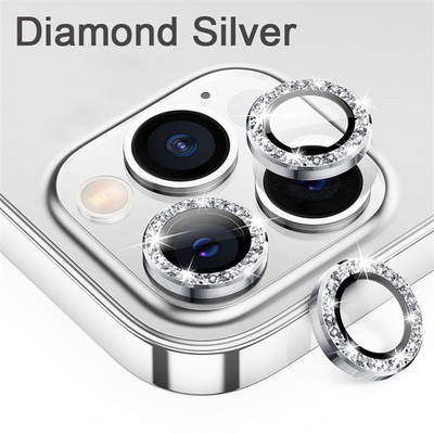 IPhone 14 13 12 11 Pro Max Diamond Glitter Metal Camera Protector for IPhone 14 Max 12 13 Mini Lnes kameras aizsargstikls