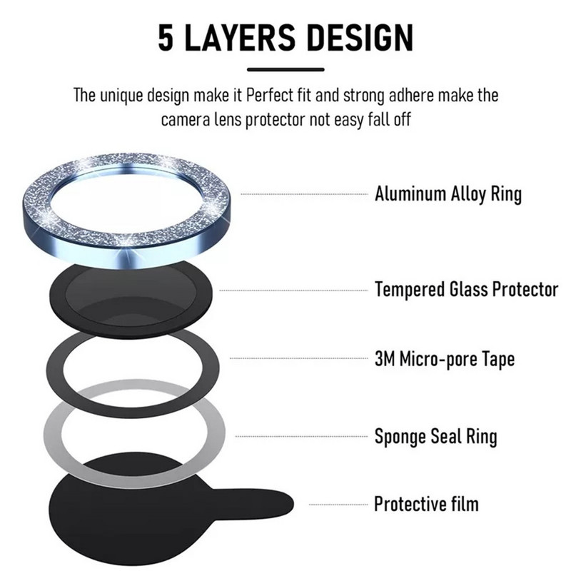 „IPhone 14 13 12 11 Pro Max Diamond Glitter Metal Camera Protector for IPhone 14 Max 12 13 Mini Lnes Camera Protector Glass“