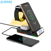 Novi višenamjenski 5 u 1 stalak za bežično punjenje sa svjetiljkom 15 W brzi bežični punjač za budilicu za iPhone 13 12 iWatch Airpods