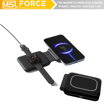 3 ÎN 1 Încărcătorul MagSafe Duo se încarcă convenabil pentru iPhone13 12 Pro/Airpod Pro 3/iWatch 7 6 Încărcătoare rapide portabile de 15 W