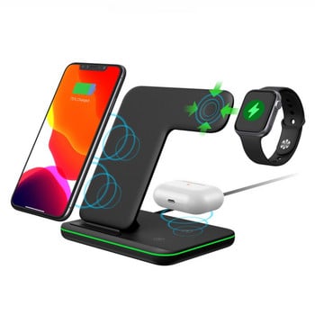 3 σε 1 ασύρματος σταθμός φόρτισης για Apple Watch Airpods Pro 15W Fast Induction Chargers for iPhone 11 12 13 14 Pro Max iWatch