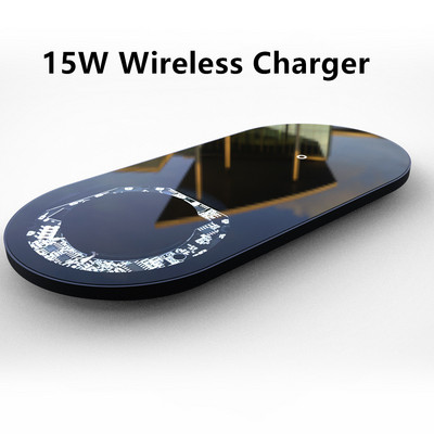 Priehľadná rýchla bezdrôtová nabíjačka 2 v 1 15W pre iPhone 12 13 Qi rýchle nabíjanie pre Samsung Xiaomi Huawei pre hodinky Samsung
