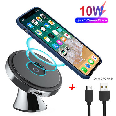 10W bežični punjač, držač za telefon u automobilu za iPhone 12 Pro Max Airpods, držač za Samsung telefon u automobilu, navigacija, stalak za punjenje