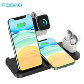 4 u 1 15 W brzi bežični punjač Dock Station za iPhone 14 13 12 11 XS XR X 8 Apple Watch 8 7 6 5 4 3 2 AirPods 3 Pro punjači