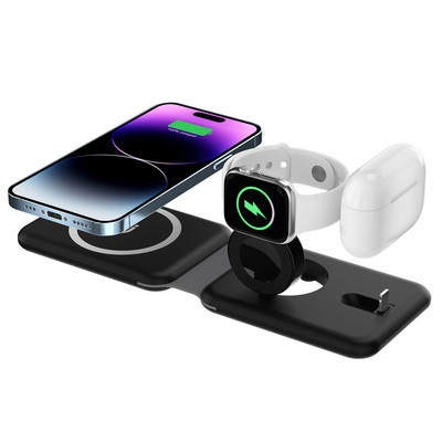 4 u 1 15 W brzi bežični punjač Dock Station za iPhone 14 13 12 11 XS XR X 8 Apple Watch 8 7 6 5 4 3 2 AirPods 3 Pro punjači