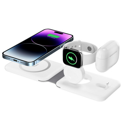 4 u 1 15 W brzi bežični punjač Dock Station za iPhone 14 13 12 11 XS XR X 8 Apple Watch 8 7 6 5 4 3 2 AirPods 3 Pro punjači