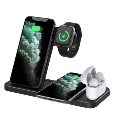 4 u 1 15 W brzi bežični punjač Dock Station za iPhone 14 13 12 11 XS XR X 8 Apple Watch 8 7 6 5 4 3 2 AirPods 3 Pro punjači