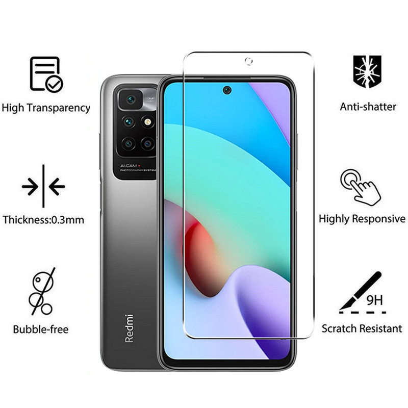 4in1 Tempered Glass για Xiaomi Redmi 10 2022 NFC 10C Global Screen Protector Κάμερα Προστατευτική μεμβράνη φακού για Redmi 10C