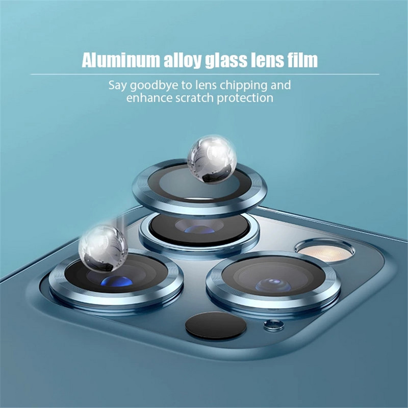 Metal Ring Tempered Glass για iPhone 14 13 11 12 Mini Camera Lens Screen Protection for iPhone 12 13 14 Pro Max Protective Cover