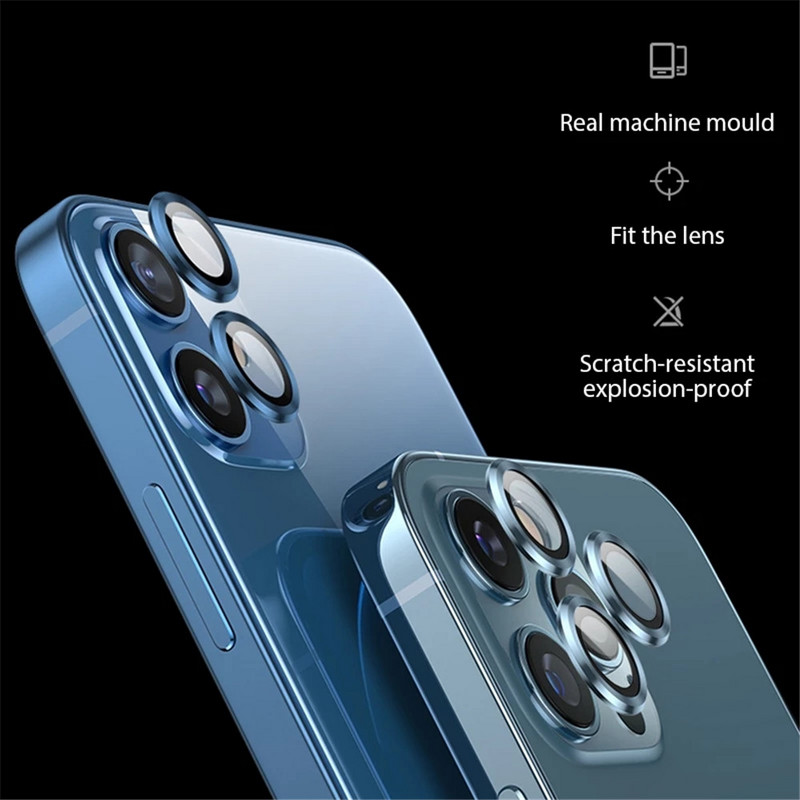Metal Ring Tempered Glass για iPhone 14 13 11 12 Mini Camera Lens Screen Protection for iPhone 12 13 14 Pro Max Protective Cover