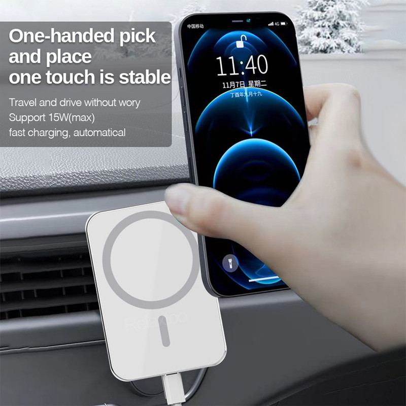 Încărcător magnetic Macsafe de 15W pentru iPhone 13Pro 12 Pro Max 12Mini Încărcător fără fir Macsafing Suport pentru ventilație de mașină carregador sem fio