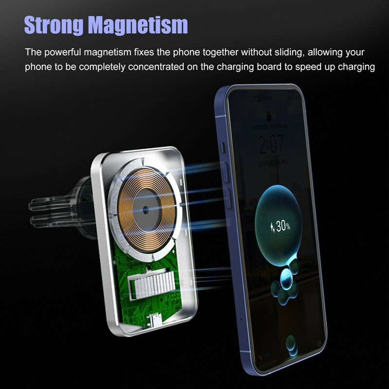 Încărcător magnetic Macsafe de 15W pentru iPhone 13Pro 12 Pro Max 12Mini Încărcător fără fir Macsafing Suport pentru ventilație de mașină carregador sem fio