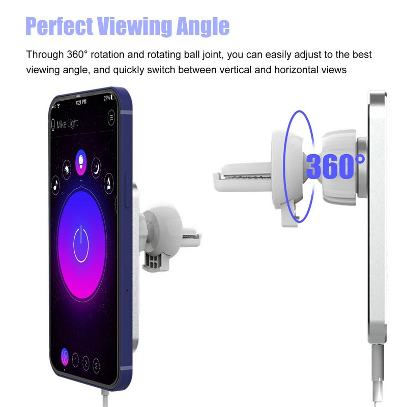 Încărcător magnetic Macsafe de 15W pentru iPhone 13Pro 12 Pro Max 12Mini Încărcător fără fir Macsafing Suport pentru ventilație de mașină carregador sem fio