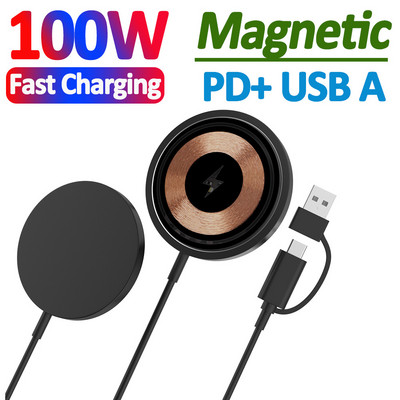 JAUNS 100 W ātrā magnētiskā bezvadu uzlādes paliktnis iPhone 14 13 11 12 Pro Max Mini Airpods PD bezvadu uzlādes stacijas lādētājiem