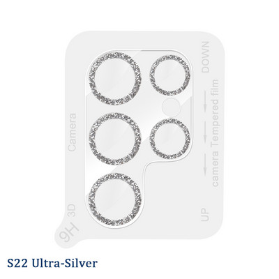 Glitter objektiivi kile Samsung Galaxy S22 Ultra Plus karastatud klaasist kaitseümbris Samsung S22 S22Plus kaamera objektiivi kaitsele