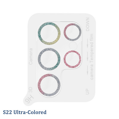 Glitter objektiivi kile Samsung Galaxy S22 Ultra Plus karastatud klaasist kaitseümbris Samsung S22 S22Plus kaamera objektiivi kaitsele