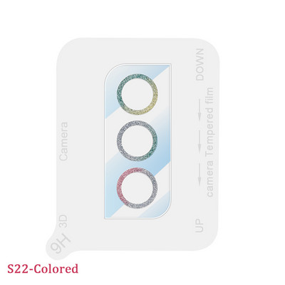 Glitter objektiivi kile Samsung Galaxy S22 Ultra Plus karastatud klaasist kaitseümbris Samsung S22 S22Plus kaamera objektiivi kaitsele