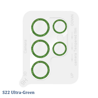 Glitter objektiivi kile Samsung Galaxy S22 Ultra Plus karastatud klaasist kaitseümbris Samsung S22 S22Plus kaamera objektiivi kaitsele