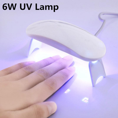 Мини 6W сушилня за нокти LED UV лампа Micro USB Машина за втвърдяване на гел лакове Оборудване за ноктопластика 3LEDS мъниста Инструмент за маникюр за нокти