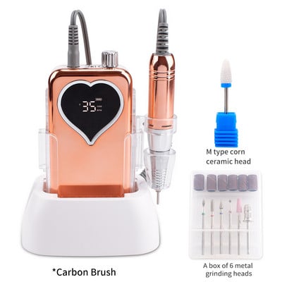 Metallic Gold Color 35000 RPM elektromos körömfúró elektromos körömreszelő gép körömfúró akkus polírozó asztali talppal