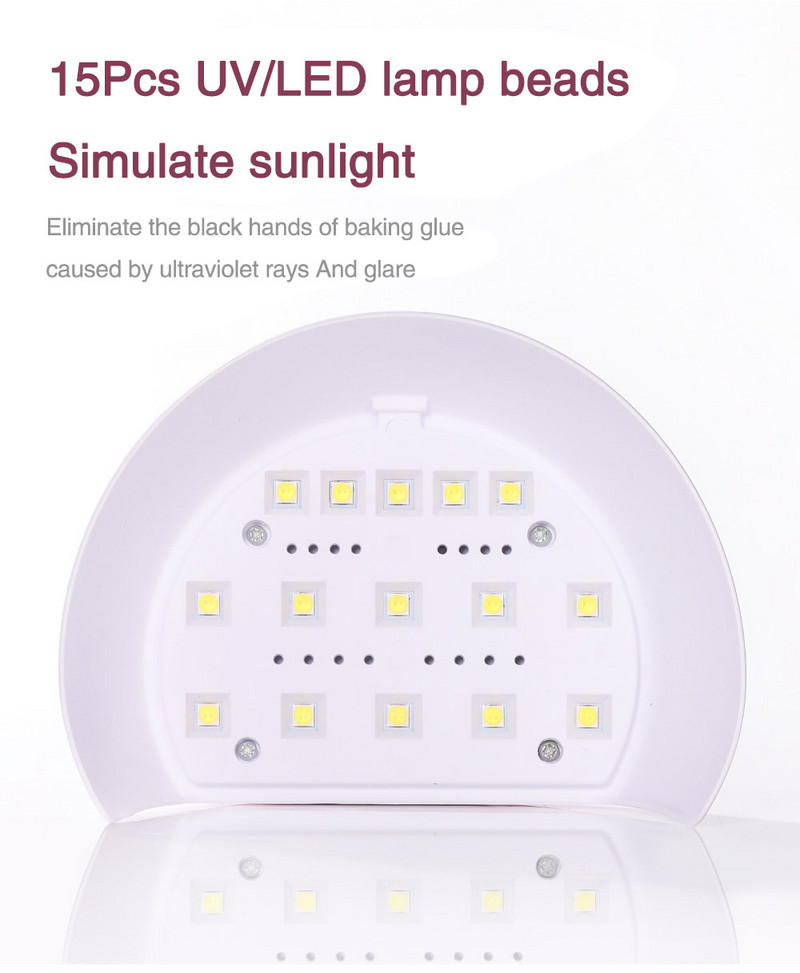 LED lámpa manikűrhöz 30 W Mini UV lámpás körömszárító minden UV géles körömlakk kikeményítéséhez USB Smart Timer Napfény körömdíszítő eszközzel