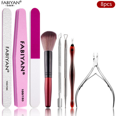 Maniküürikomplekt Küünenaha tõukurlõikurid Küünekunsti viilid Puhver lihvimistööriist Puhastuspintsel Käärid Surnud naha eemaldaja täpipliiats