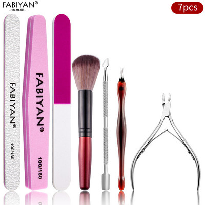 Maniküürikomplekt Küünenaha tõukurlõikurid Küünekunsti viilid Puhver lihvimistööriist Puhastuspintsel Käärid Surnud naha eemaldaja täpipliiats