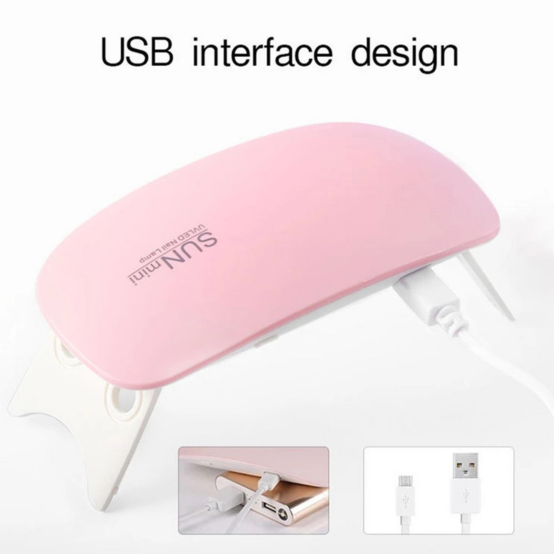 6 W-os mini körömszárító professzionális körömlámpa fehér rózsaszín UV LED lámpa USB kábellel Hordozható manikűr eszközök gél alapú lakkhoz