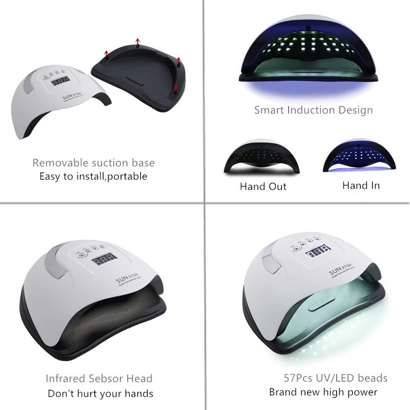 Nagy teljesítményű SUN X12 MAX 66 db Körömlámpa UV Led Minden köröm géllakk szárításához nagy LCD érintőképernyővel Smart Sensor manikűr szalon
