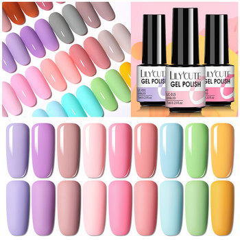 Σετ βερνικιού νυχιών LILYCUTE 10/8Pcs Gel Ημιμόνιμο Glitter Hybrid Varnish Base Top Coat Soak Off UV LED Nails Gel Manicure