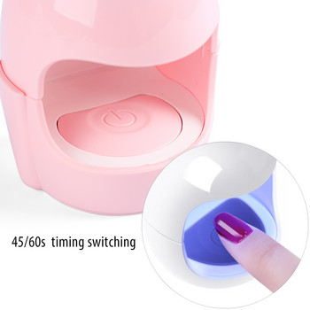 6W Μικρή λάμπα νυχιών Στεγνωτήριο Αυγού UV LED Λάμπα με ένα δάχτυλο βερνίκι καμπίνας πολυμερισμού Μηχανή μανικιούρ Nail Art Equipment GLC043